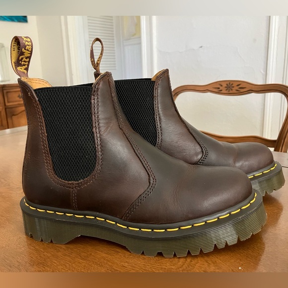 Dr. Martens 2976 Bex Brown Leather Slip-on Platform Chelsea Boot - Picture 1 of 13